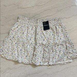 Forever 21 White Floral Mini Skirt